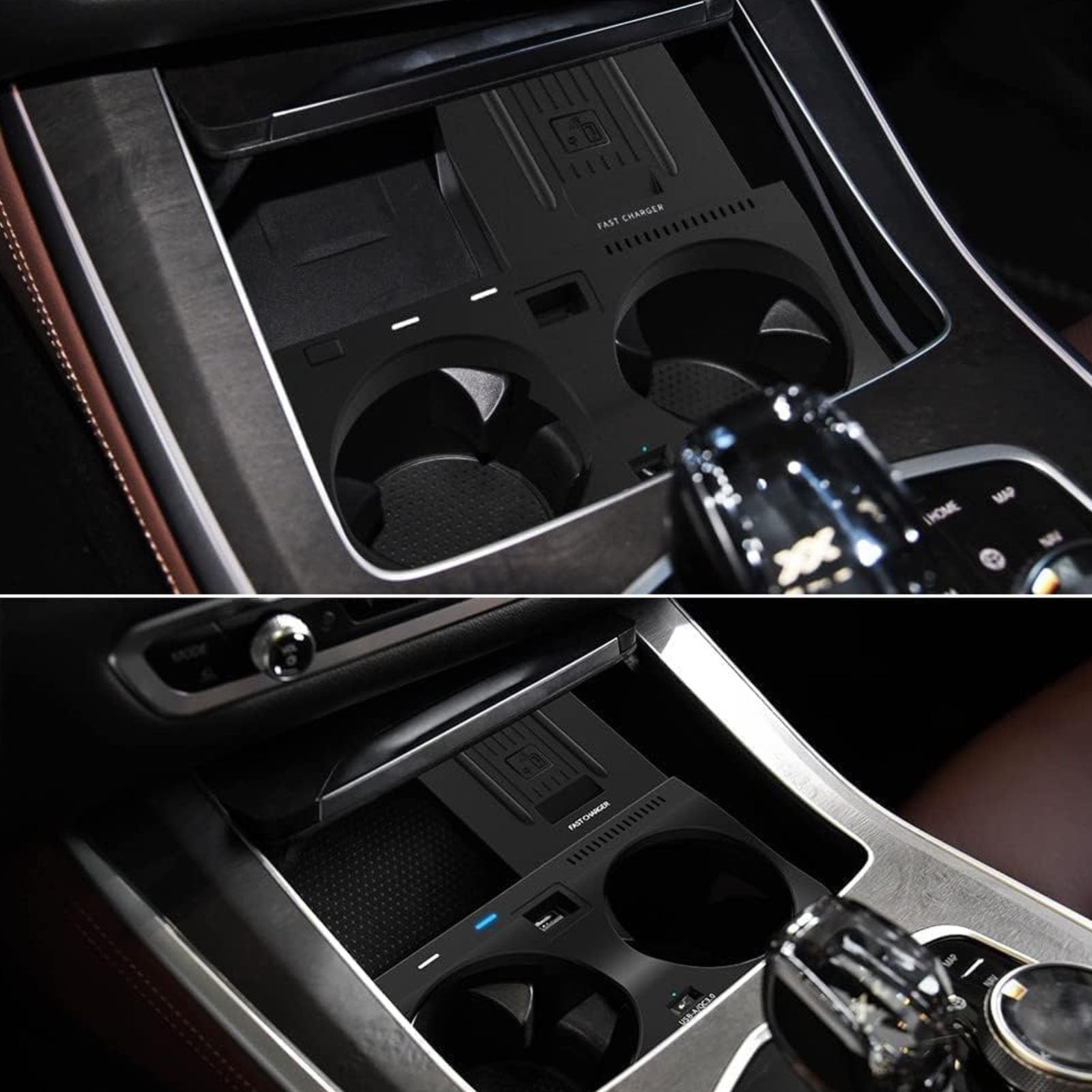 Panel De Accesorios Consola Central Cargador Coche Inalámbrico,Almohadilla Carga Teléfono De Carga Rápida De 15W con USB para BMW X5/X6/X5M/X6M/X7 F85/F86 Cualquier Teléfono Habilitado para Qi