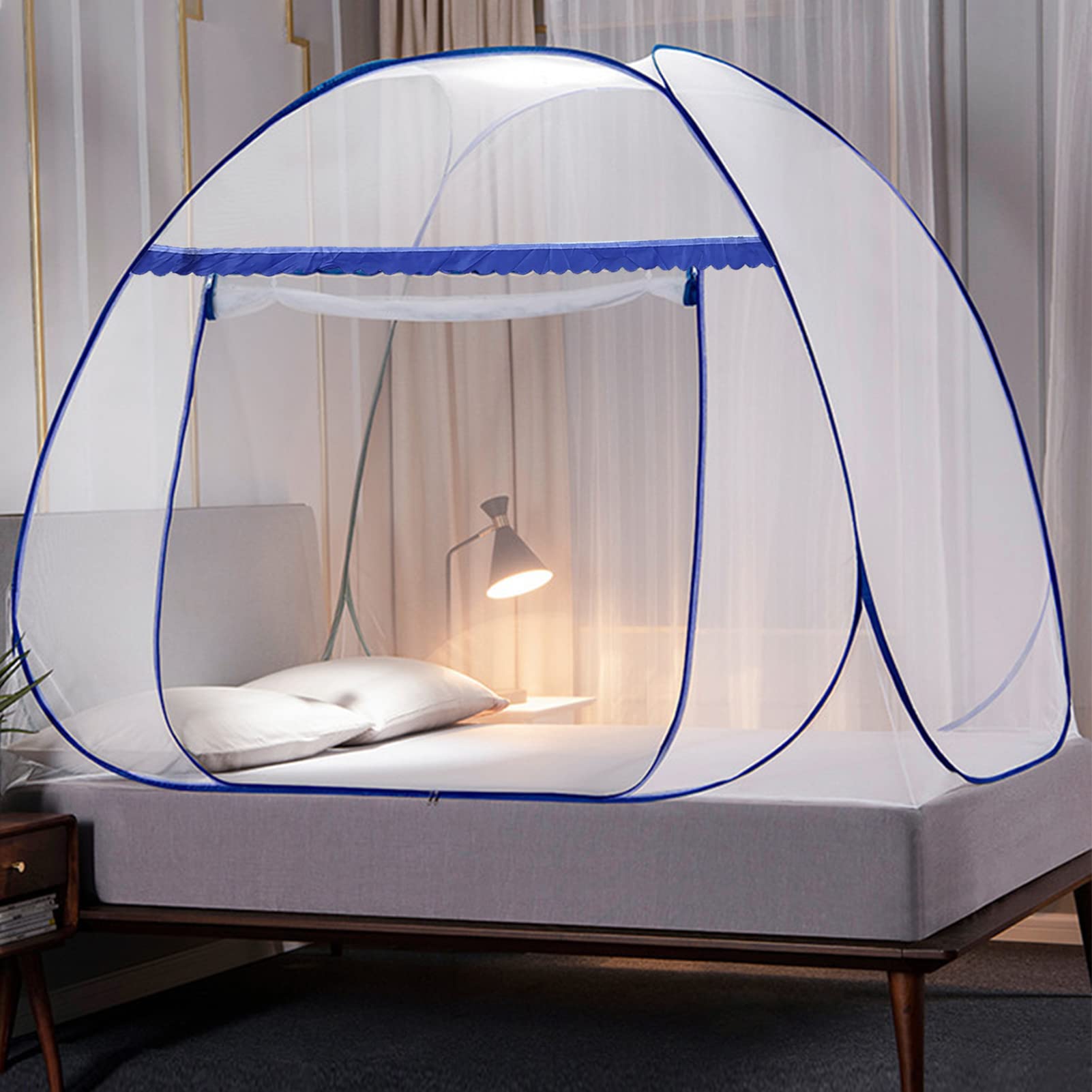 LIHAO Moskitonetz Pop Up Moskitozelt Faltbares Engmaschiges Mückennetz Reise-moskitonetz Doppelbett feinmaschiges Mückennetz für Reise und Zuhause (200 * 180cm)