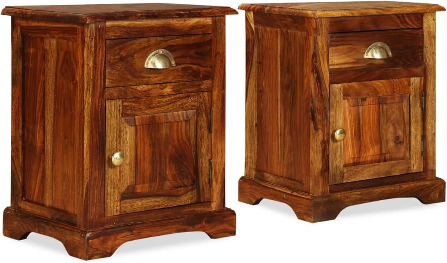 Bedside Cabinet Bedroom Nightstands Side Bed Table Night Stand Decor Side Table for Bedroom 2 pcs 15.7""x11.8""x19.7"" Solid Sheesham Wood, Brown
