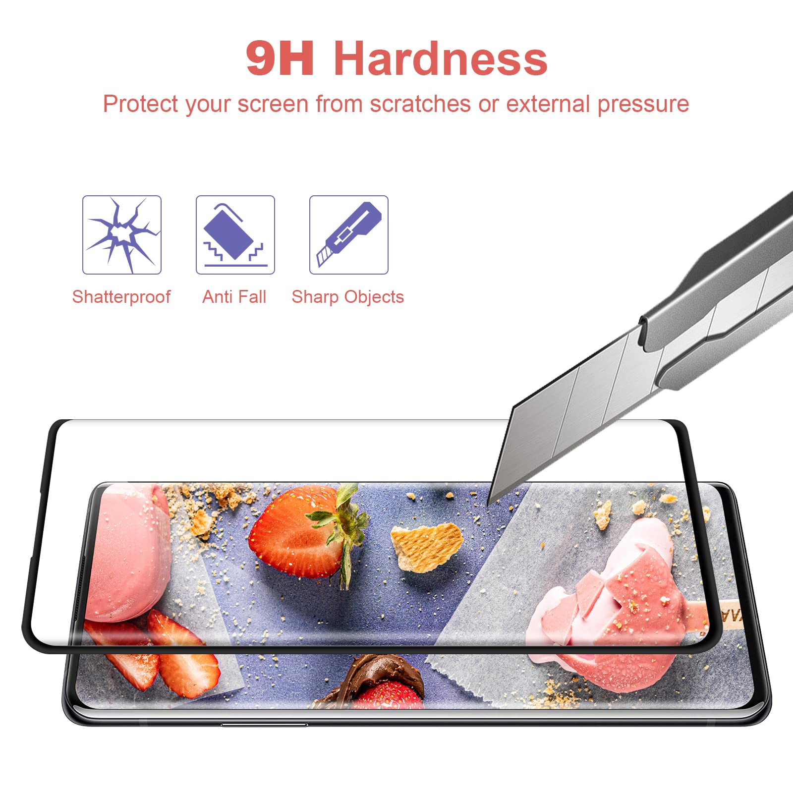 Fyqzio [2 pezzi Vetro Temperato Compatibile con Oneplus 7 Pro/Oneplus 7T Pro,Senza Bolle,Durezza 9H,Anti-Graffio,Copertura completa 3D,HD Protezione Schermo