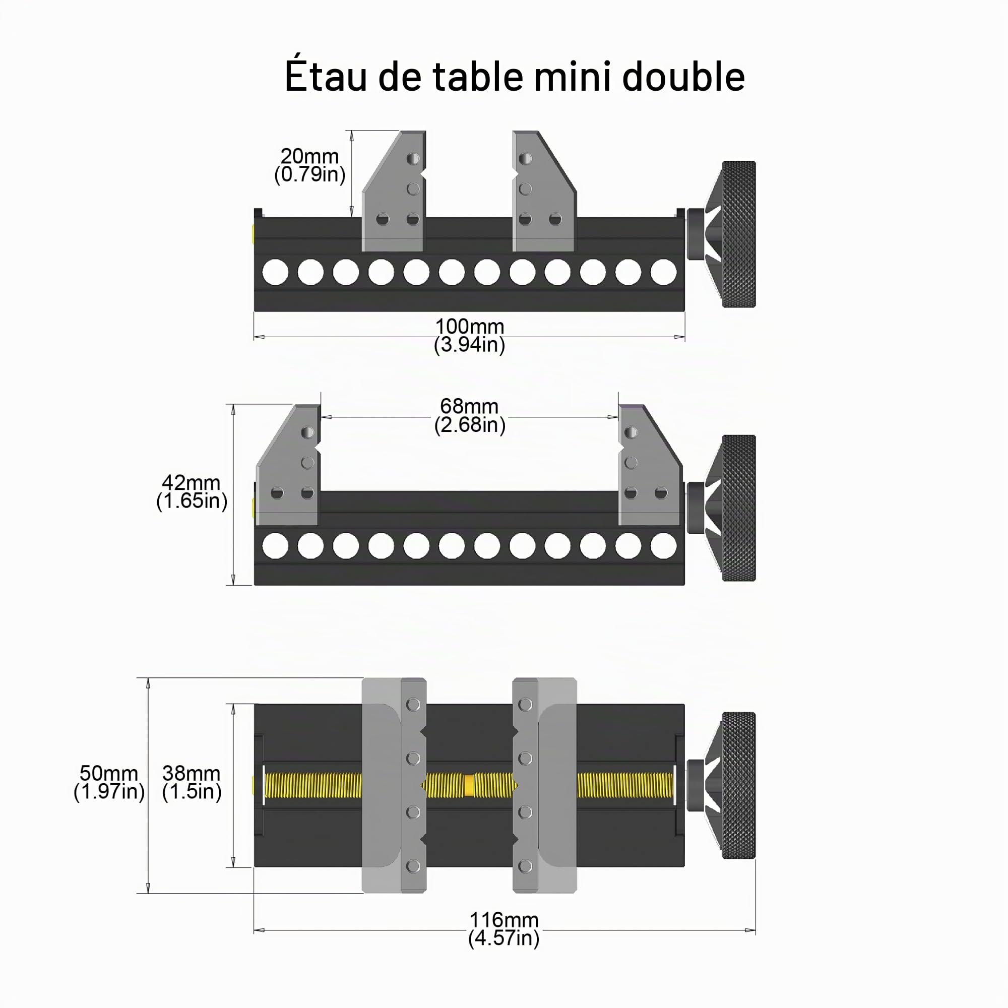 AM ARROWMAX Mini étau à double extrémité – Fabriqué en alliage d'aluminium de qualité aérospatiale et usiné CNC de précision, améliore la précision et la stabilité pour les travaux manuels