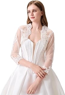 Women's Wedding Top Lace Jacket for Bride Lace Bolero Jacket Long Sleeve