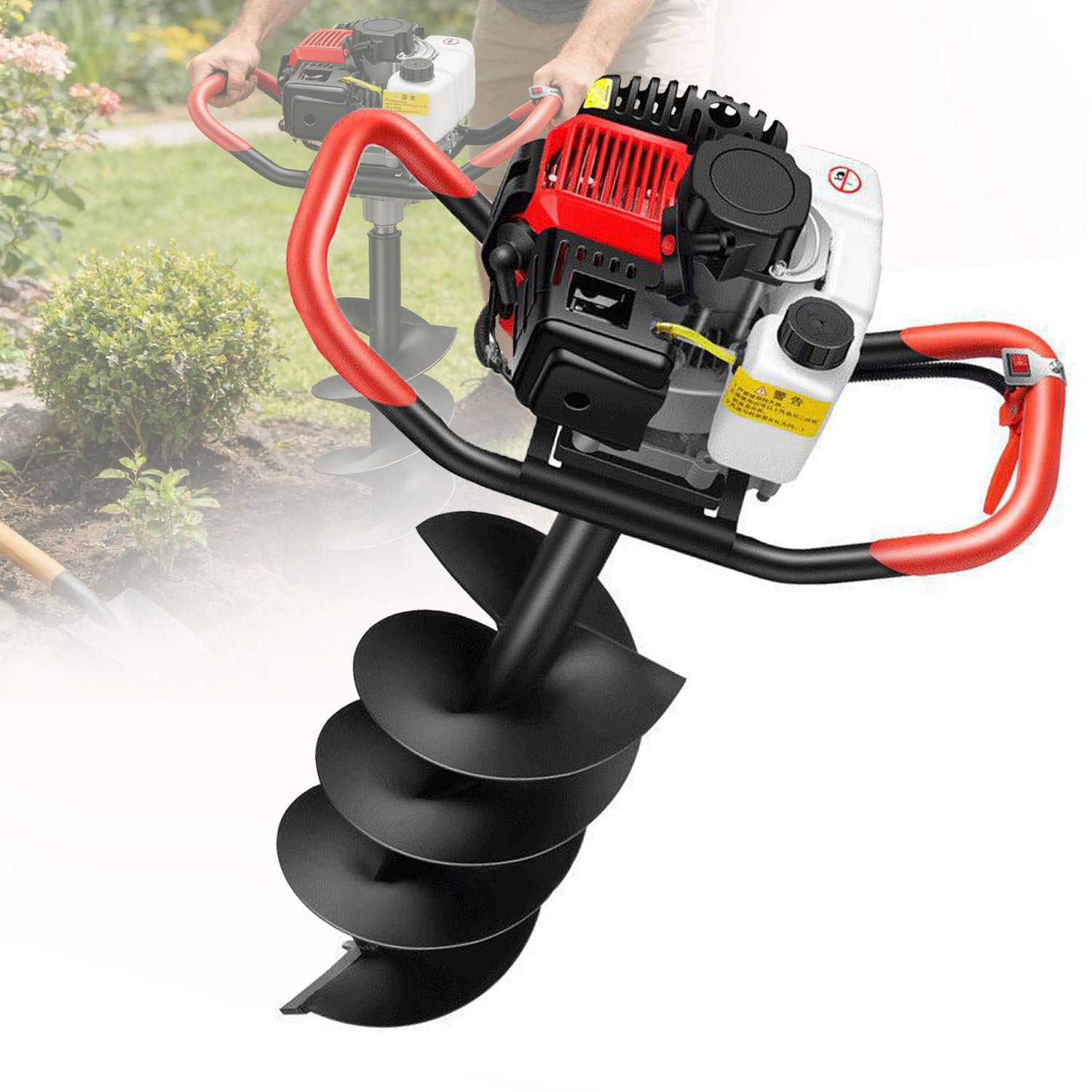 Taladro De Tierra A Gasolina, Helicoidales De 40 A 300 Mm, Motor 4 Tiempos para Excavaciones Pesadas, PlantacióN, Labores AgríColas E InstalacióN Profesional De Cercos 10cmdrillbit
