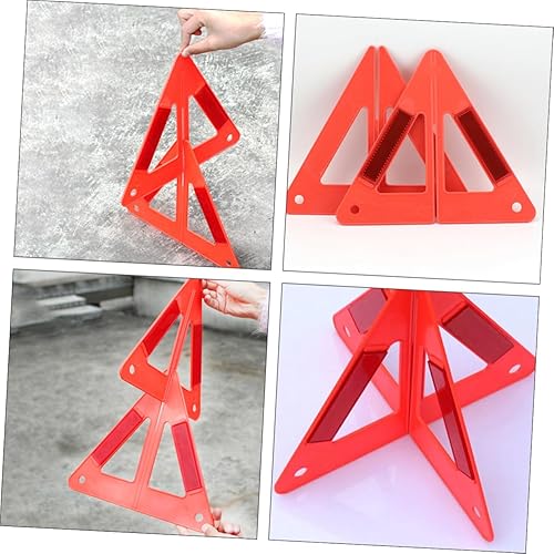 Miniatura 3 de ERINGOGO Car Road Warn Kit 2pcs Plastic Triangle Reflective Signs Sign Set Safety Triangle Kit Reflective Safety for Car