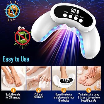 Nail Fungus Cleaning Light Device for Multiple Toenails & Fingernails,Foldable Nail Fungus Light Device, Suitable for Discolored and Thickened Toenails,Easy to Use at Home,Safe & Effective