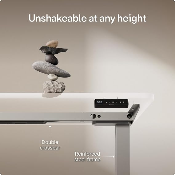 Desktronic Height-adjustable desk, standing desk, table frame, height adjustable, electric table with touch screen and charging ports, Grey