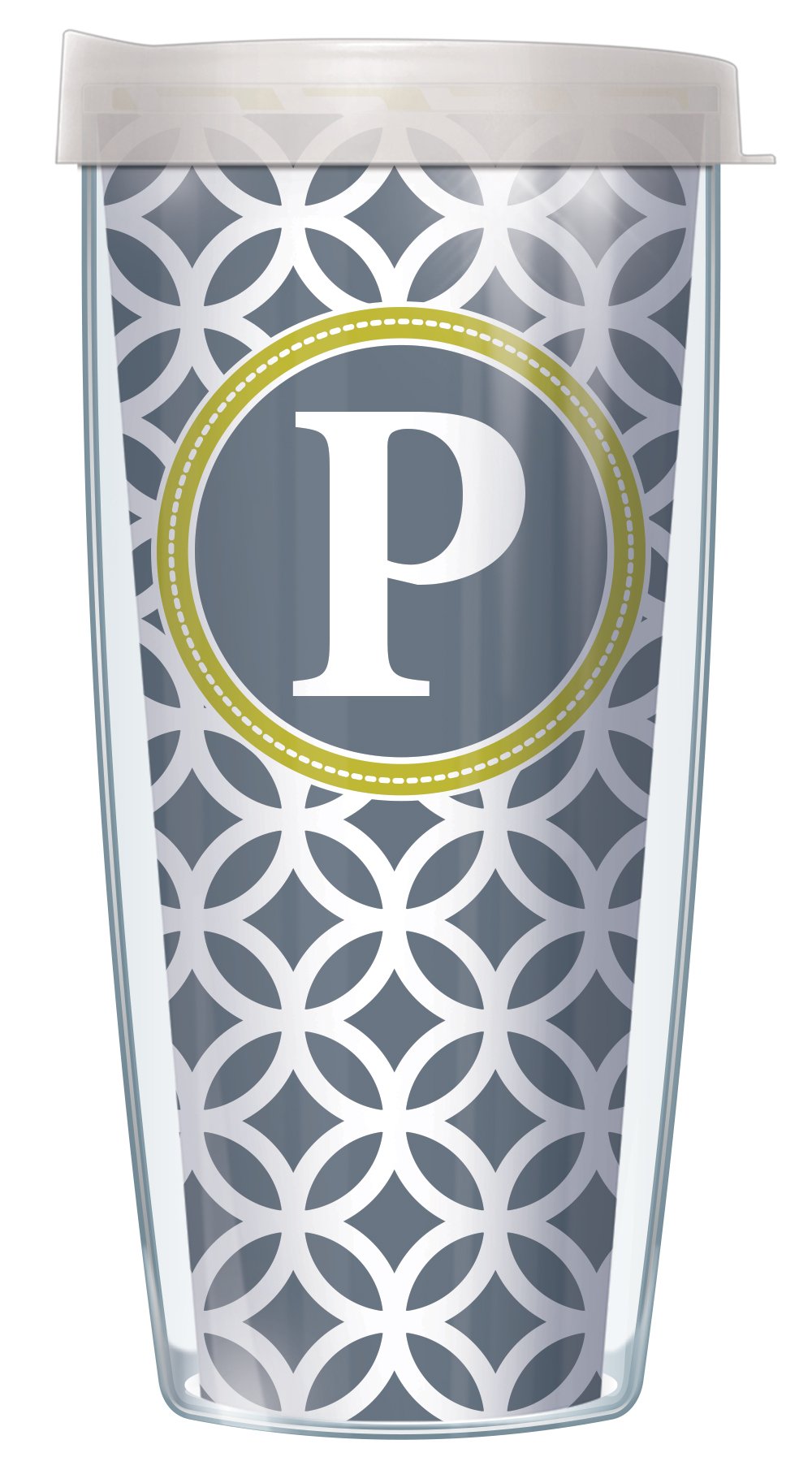 Gray Roundabout With Letter"P" On Wrap Gray Initial 16 Oz Travel Tumbler Mug with Lid