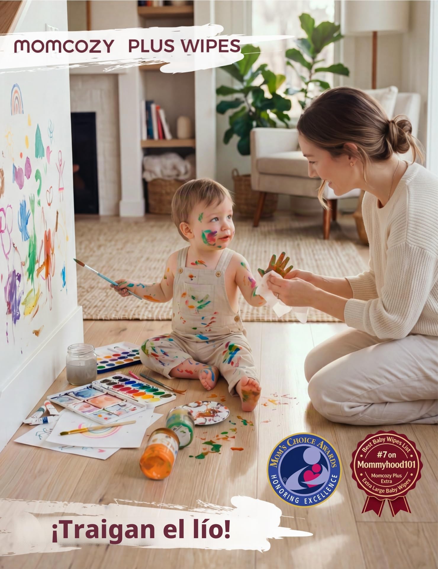 Momcozy Toallitas para bebé - Diseño extra grande, 99% a base de agua, no perfumadas e hipoalergénicas, toallitas limpiadoras e hidratantes para bebés para pieles sensibles, 12 paquetes con solapa