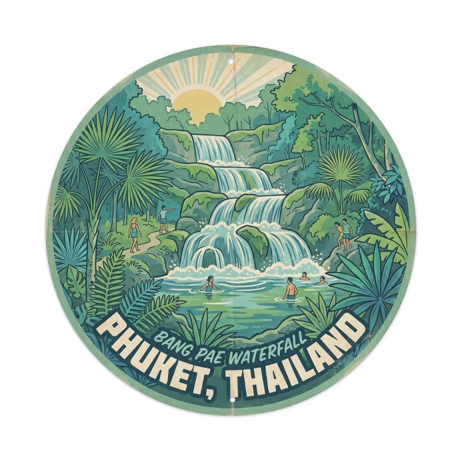 Phuket Waterfall Tropical Nature Lake Country Metal Tin Sign