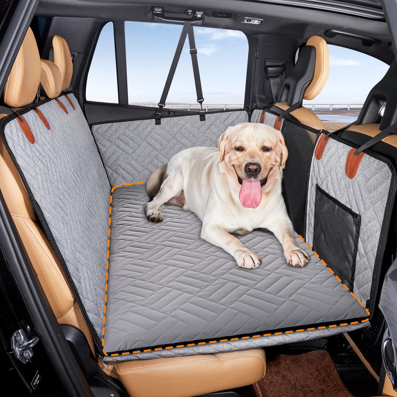 YJGF Dog Mat for Back Seat Extender for Dogs,Dog Bed for Car,Hard Bottom Car Seat Cover for Dogs,Pet Cover for Hammock for Car (Gray, for car Back seat Extender) Gray For car back seat extender