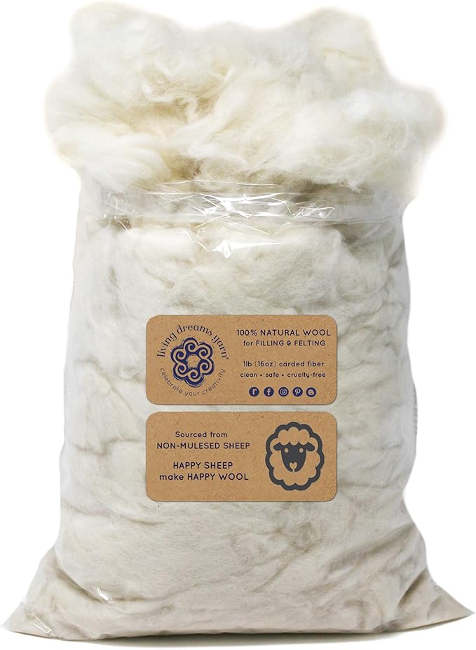 1 LB Super Clean Wool Filler for Stuffing, Needle Felting