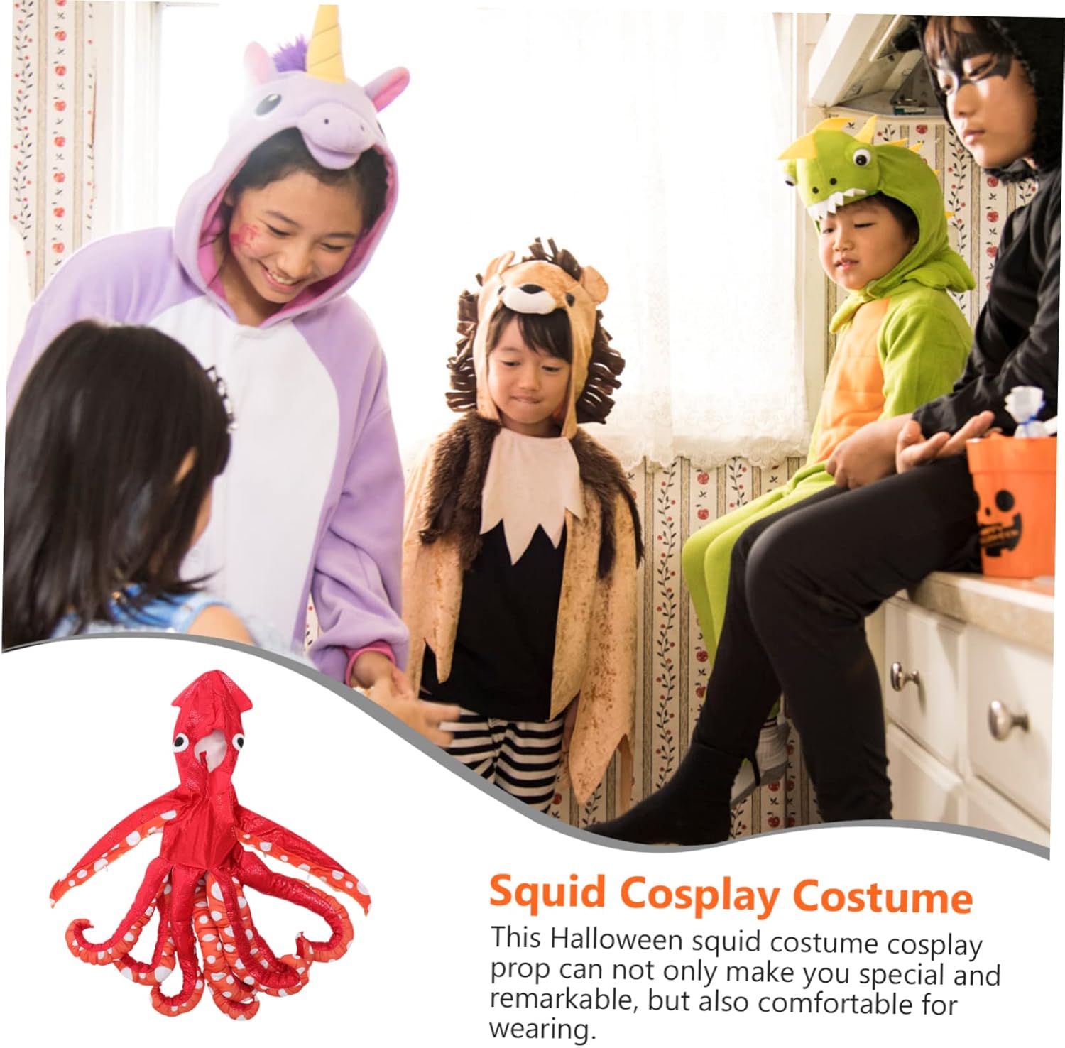 CALLARON 子供用ハロウィンイカコスチューム かわいい着ぐるみ プレイ衣装 家族や友人とのイベントに