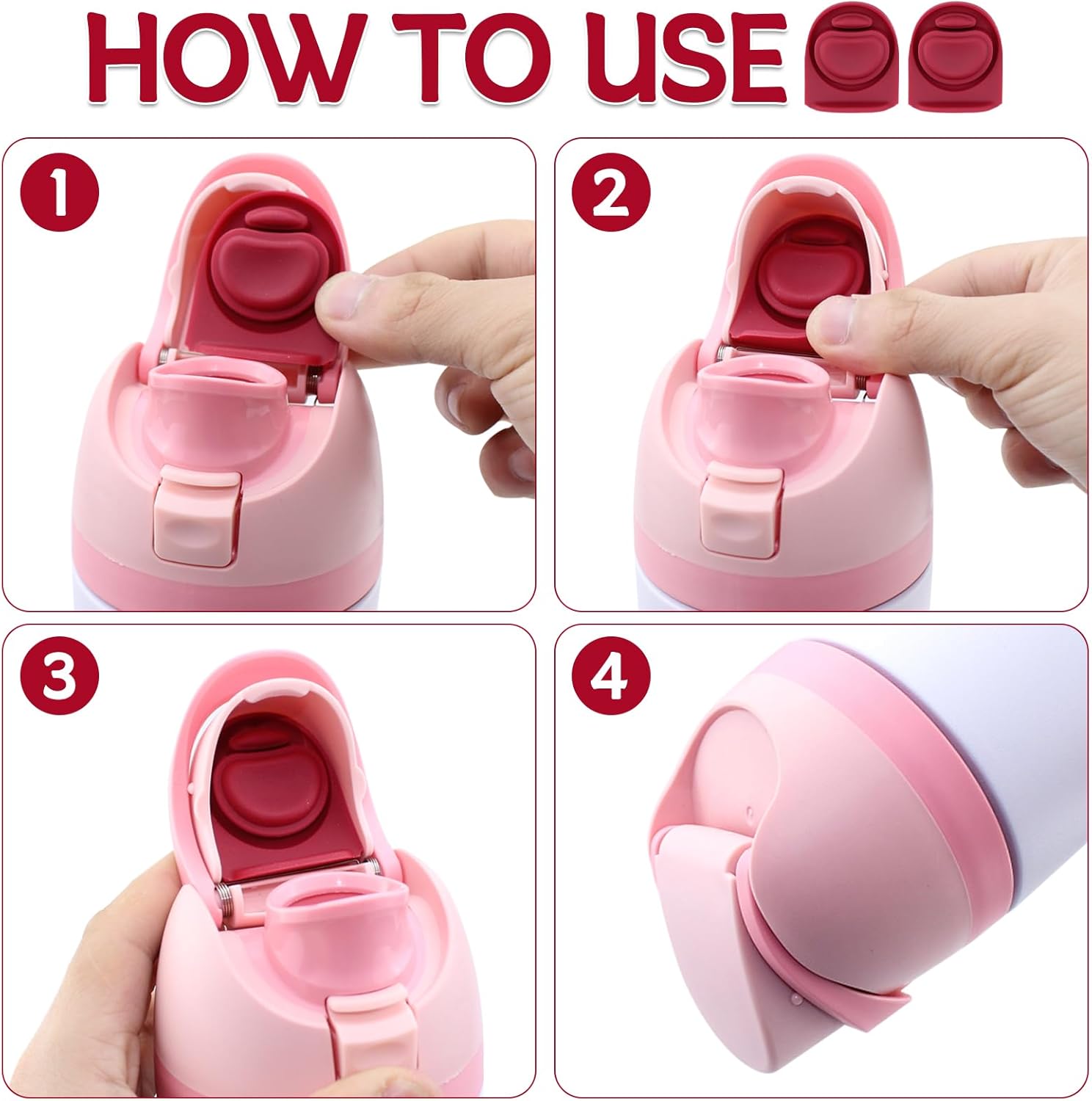 2pcs Replacement Rubber Stopper Seal Compatible with Owala FreeSip 24oz 32oz,Water Bottle Lid Cap Silicone Seal Parts for Owala 16/19/24/32/40oz Spout Gasket Mouthpiece Piece Accessories H2A5