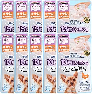 ドギーマン ドッグフード 13歳から用 わんちゃんの国産低脂肪牛乳スープごはん ササミと緑黄色野菜入り 80グラム (x 10) (ケース販売)