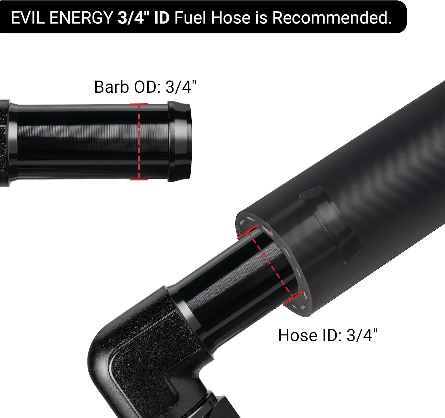 EVIL ENERGY 10AN Female to 3/4" Barb Hose Fitting 90 Degree Swivel 2PCS