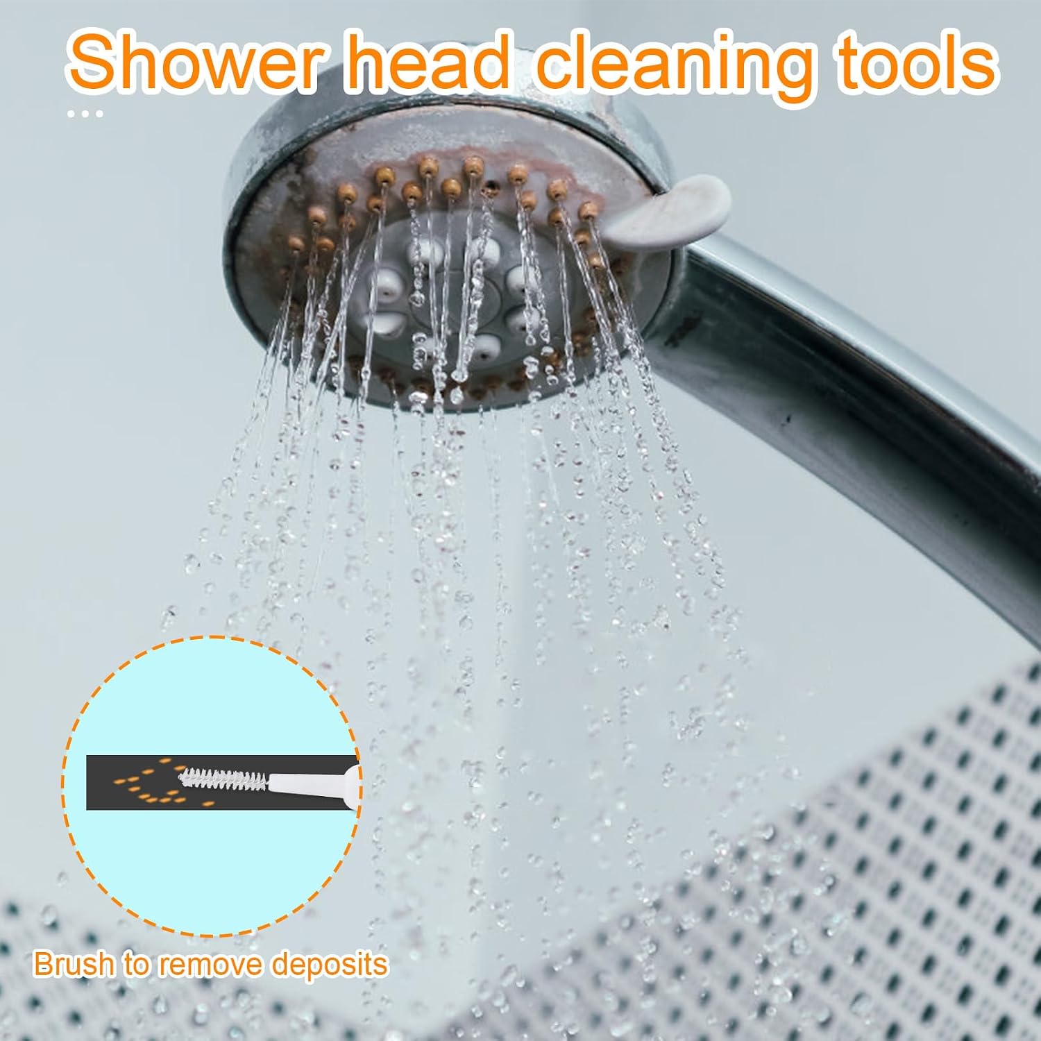 80pcs Shower Head Cleaning Tools (Orange, White) image 5