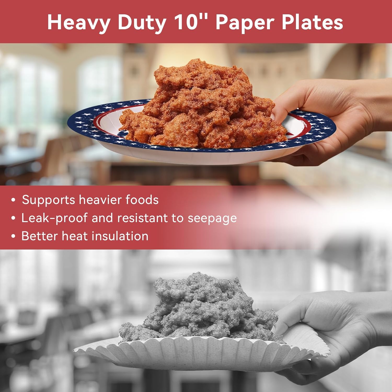 4th of July Paper Plates and Napkins Set 150 Count, 10'' and 7'' Disposable Plates, Memorial Day/Independece Day/Labor Day/Veterans Day/Patriotic Party Decorations Supplies, Serve 50