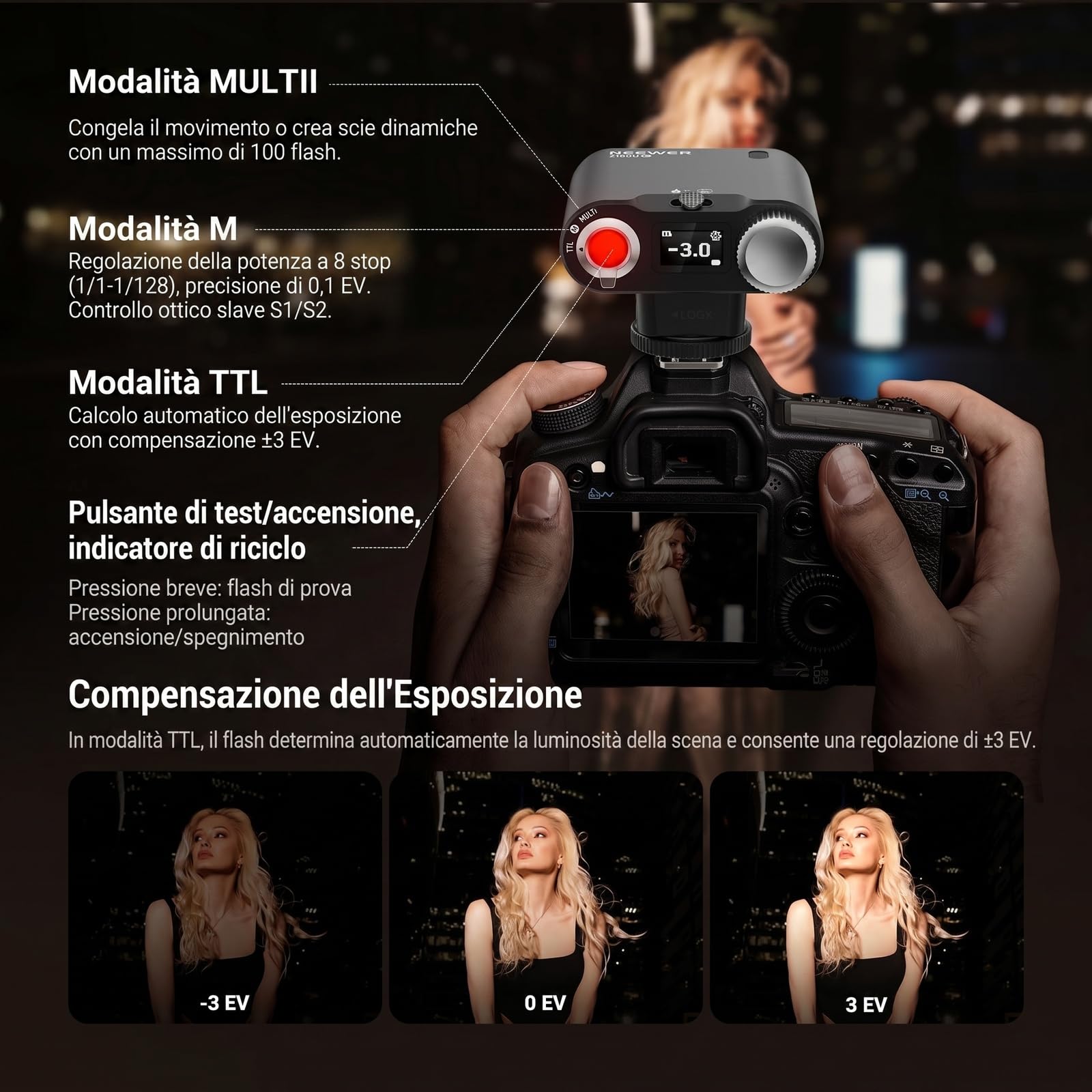 NEEWER Flash Speedlite Z160U-C Per Fotocamera, Compatibile Con Canon E Godox, 18Ws GN14 6000K TTL 1/8000 HSS, Luce Flash Da Collegare Alla Fotocamera Con Batteria USB C, 1100 Flash A Piena Potenza | Compatibile con Godox, 18Ws GN14 6000K TTL 1/8000 HSS, O