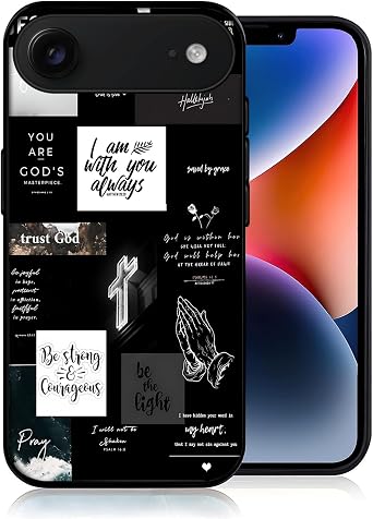 Compatible for iPhone Air Case - Black Christian Postive Quotes Flexible Silicone Shockproof Case for Men and Women Girls
