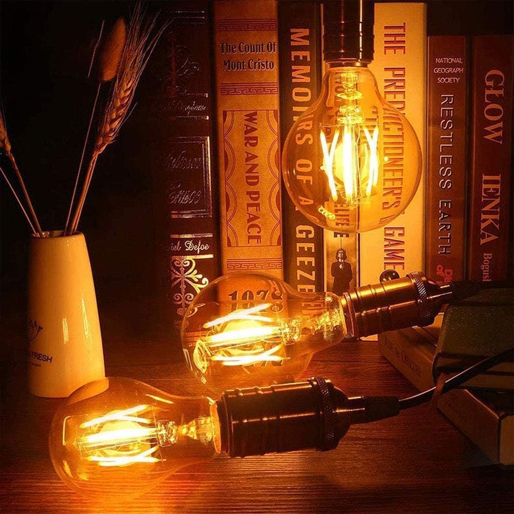 Edison Vintage Glühbirne, Edison LED Lampe Warmweiß E27 4W 2700K Retro Glühbirne Vintage Antike Glühbirne 470 Lumen Ideal für Nostalgie und Retro Beleuchtung im Familie Hotel Bar usw - 6 Stück