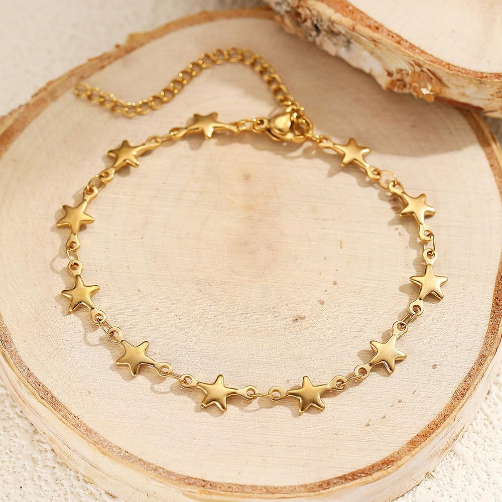 Gold Star Bracelet for Women Trendy Pentagram Stainless Steel Jewelry Dainty Anniversary Lucky Blessing Bracelet - Image 5