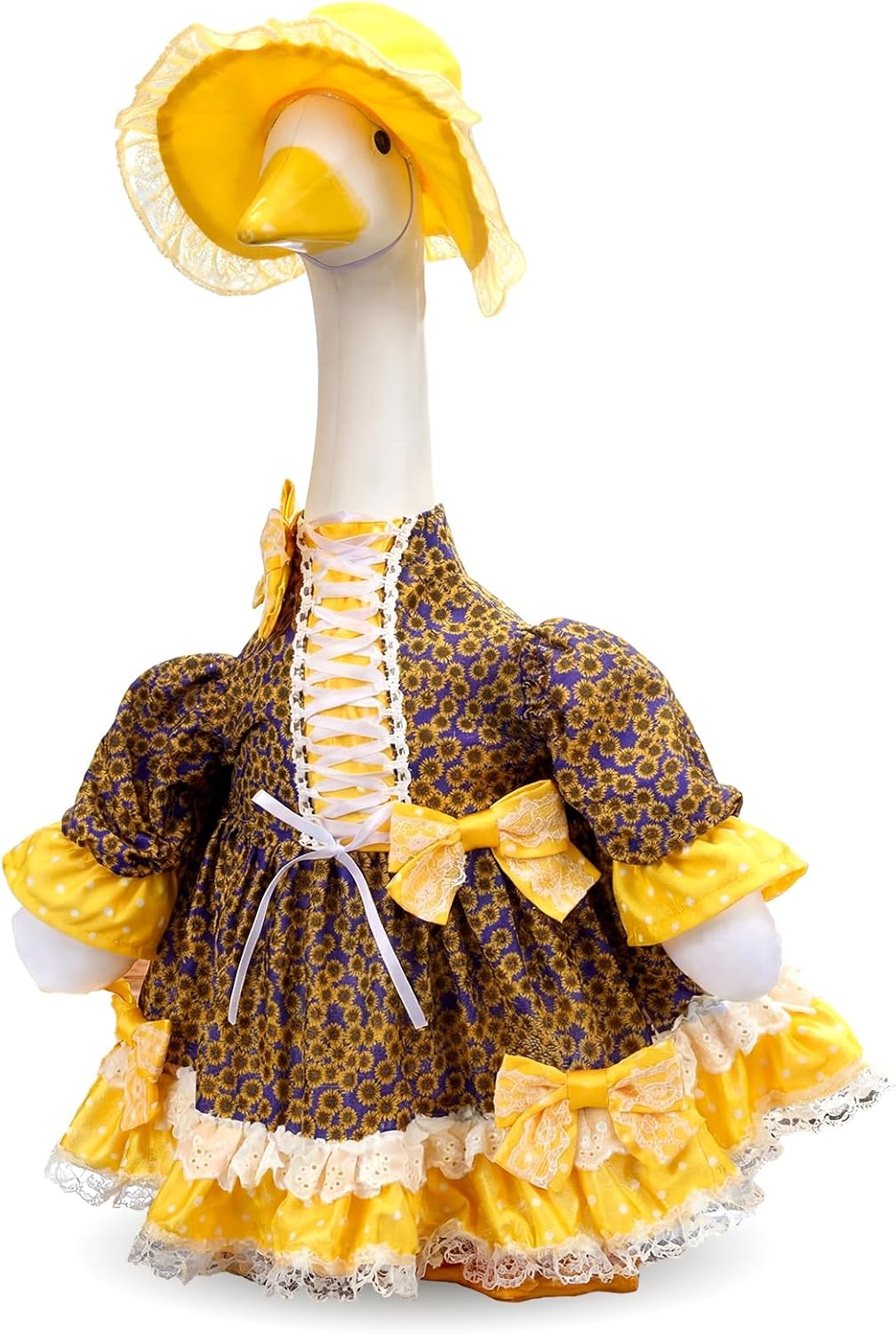 Soulchen 1 Set Summer Sunflower Porch Goose Outfit 23 Inch Cement Sunflower Goose Clothes Costume Set for Spring Summer Party Yard Lawn Outdoor Garden Patio Decor