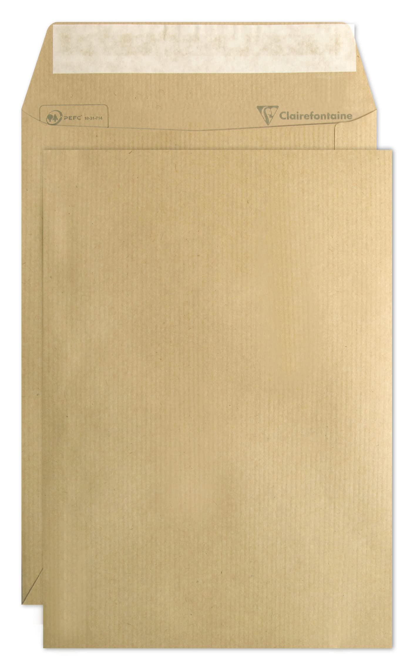 Clairefontaine 744C - Karton mit 500 Versandtaschen mit Rillen Kraftbraun B5-176x250 mm, selbstklebend, 90g, 1 Karton
