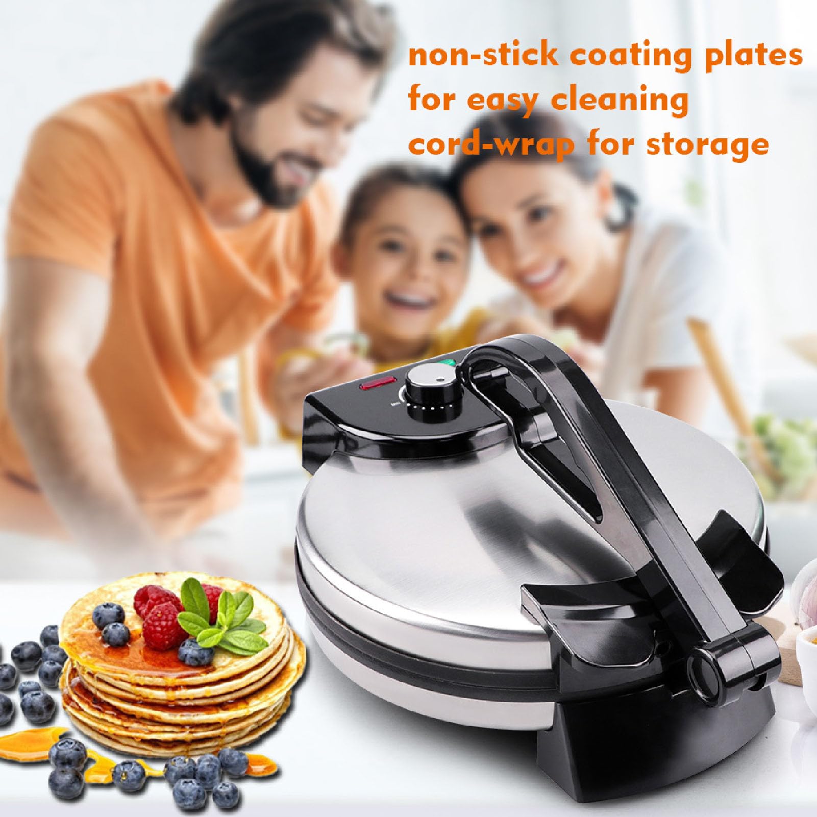 SIXRUN Roti Maker 1800W Efficiente Macchina di Rivestimento Antiaderente per Colazione Chapati Home Restaurant Lega di Alluminio ABS