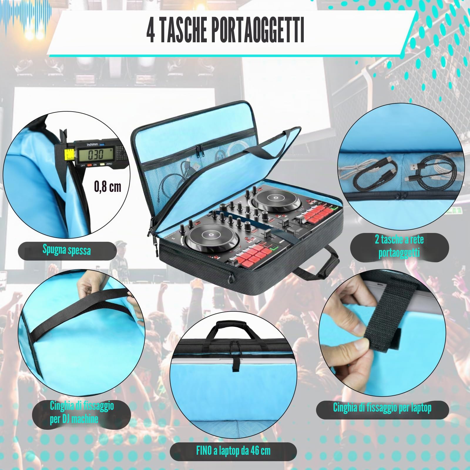 SUNDOY Custodia per controller DJ con spallacci per controller DJ Hercules/Denon/Numark, Nero , 55x32x12-CM, Raffred
