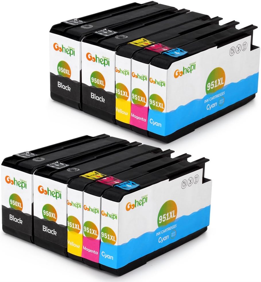 Gohepi for HP 950XL 951XL Ink Cartridges 4 Schwarz, 2 Blau, 2 Rot und 2 Gelb