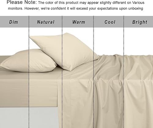 Miniatura 5 de RUVANTI - Juego de sábanas King, 100% algodón orgánico, percal, certificado GOTS, 4 piezas, bolsillo profundo de 15 pulgadas, frescas,