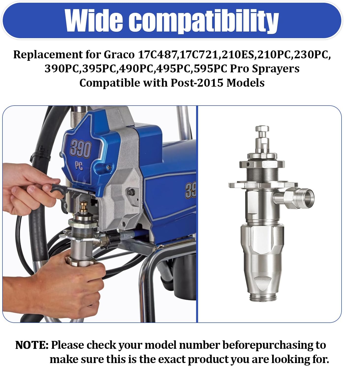 17C487 17C721 PC Pump Airless, Paint Sprayer Fit for Graco 210 ES 210pc 230pc 390pc 395pc 490pc 495pc 595pc Airless Sprayer Durable PC Pump