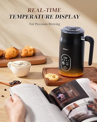 Miniatura 4 de KIDISLE Espumador de leche 4 en 1, vaporizador de leche eléctrico con control de temperatura, máquina automática de espuma fría y cálida para café,