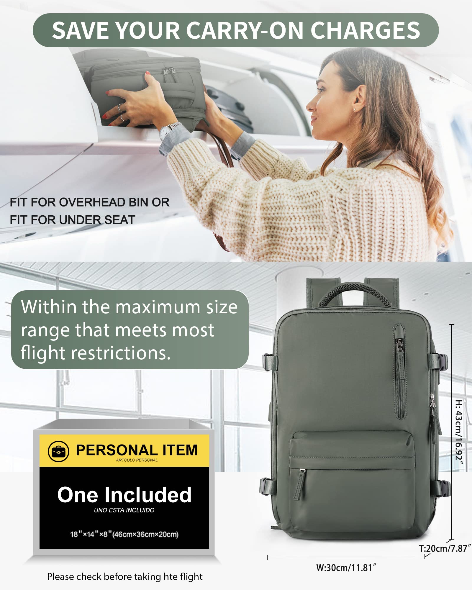 Zaino da Viaggio per Easyjet 45x36x20 Bagaglio a Mano Zaino Borse da Cabina per Ryanair Il Sedile Zaino Aereo Bagaglio a Mano Borsa Cabina Viaggio Zaino Travel Viaggio Casual Daypack