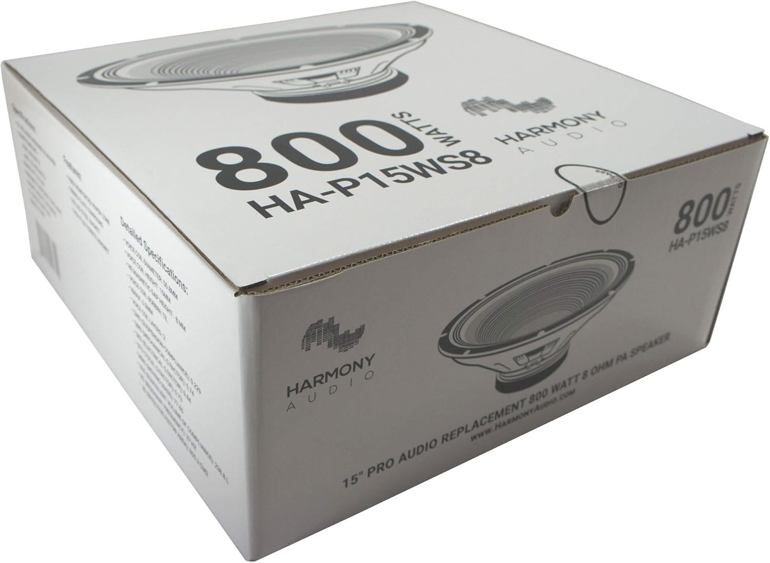 Harmony Audio HA-P15WS8 Raw Replacement 15" Pro PA 800W Subwoofer/Speaker 8 Ohm Woofer - 48oz Magnet