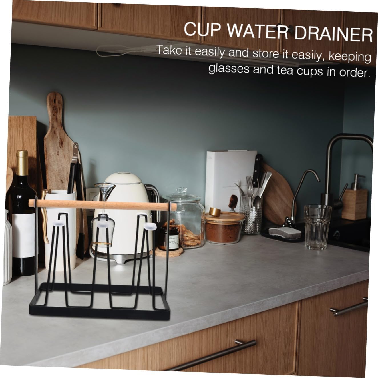 Cabilock 1pc Home Tabletop Cup Drainer and Drying Rack for Mugs and Glasses Efficient Storage for Kitchen Organization