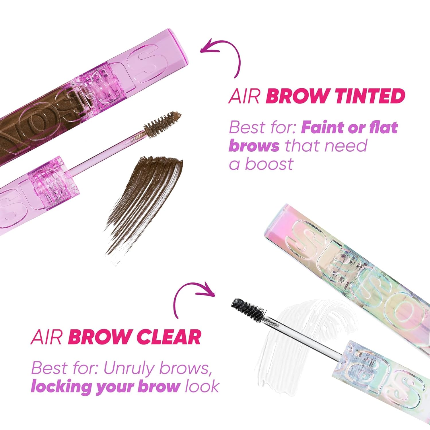 Kosas Air Brow Tinted Eyebrow Gel – Volumizing Brow Gel with Flexible Long-Lasting Hold, Clear