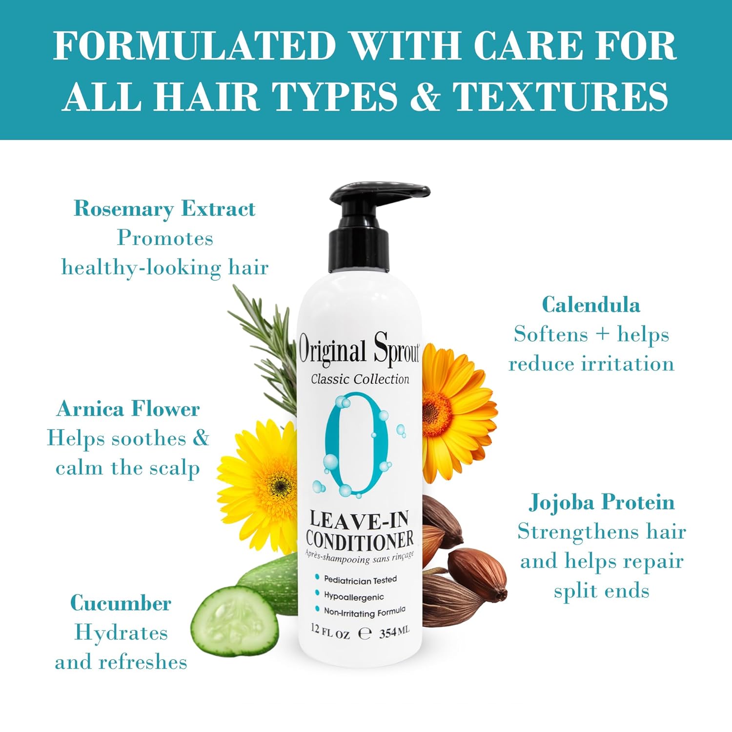 Original Sprout Leave-In Conditioner, Lightweight Moisturizing Conditioner for Dry & Damaged Hair, Detangles, Tames Frizz & Adds Shine, Vegan, Sulfate Free, Safe for Kids & Adults, 12 fl oz - Image 4