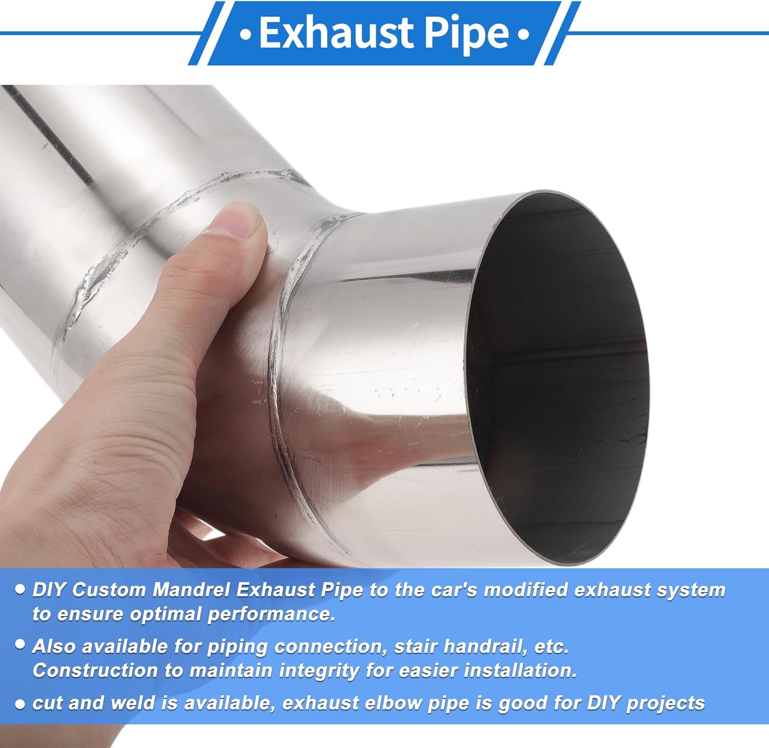 4" OD 45 Degrees Mandrel Bend Elbow T304 Stainless Steel Exhaust Tube Pipe Piping Surface Polishing Silver Tone