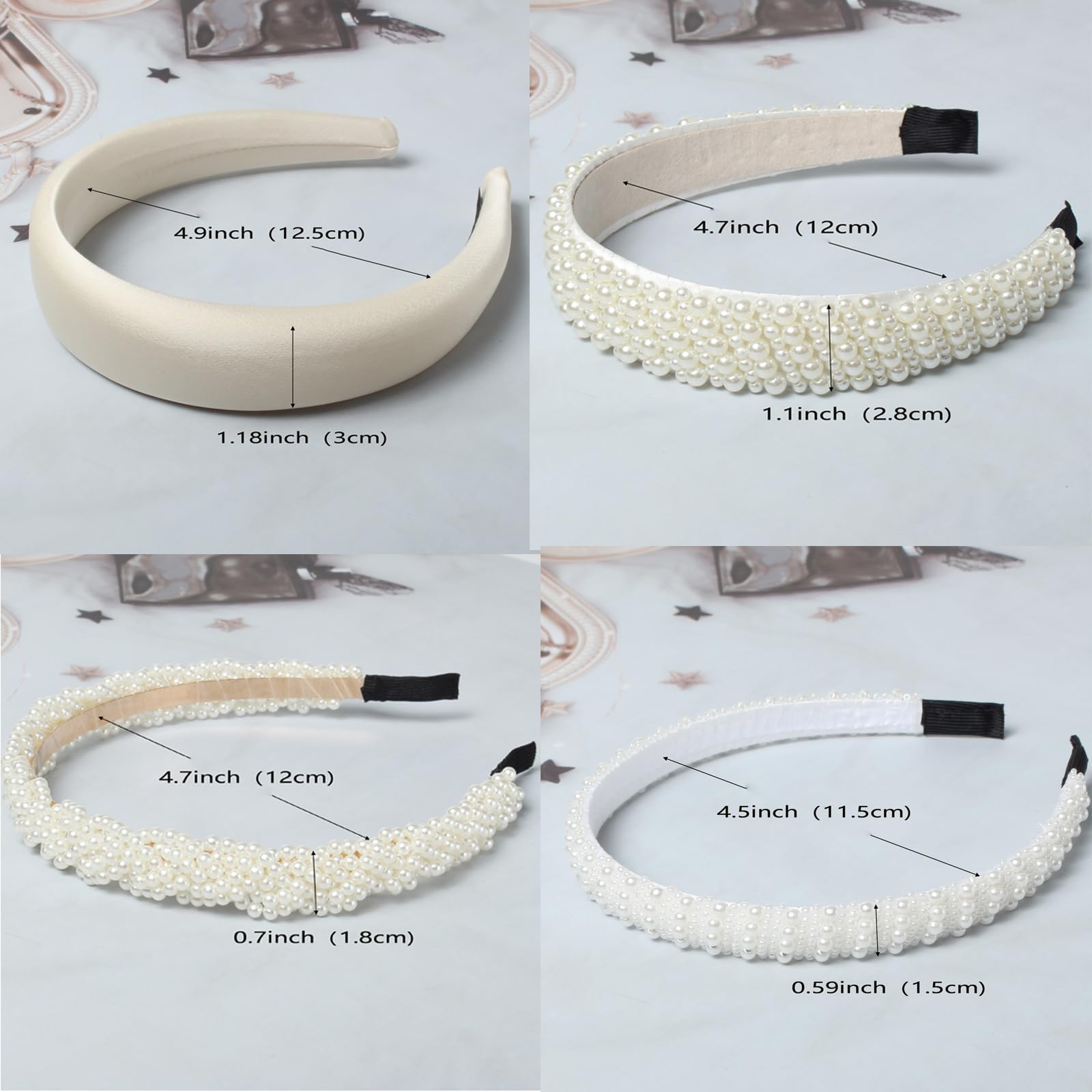 5 Pack Pearl Headbands for Women Girls Dainty Bling Faux Pearls Hair Accessories Amazon.com : BEAYFILY 4 Pack Pearls Fashion Headbands,White  main image 2
