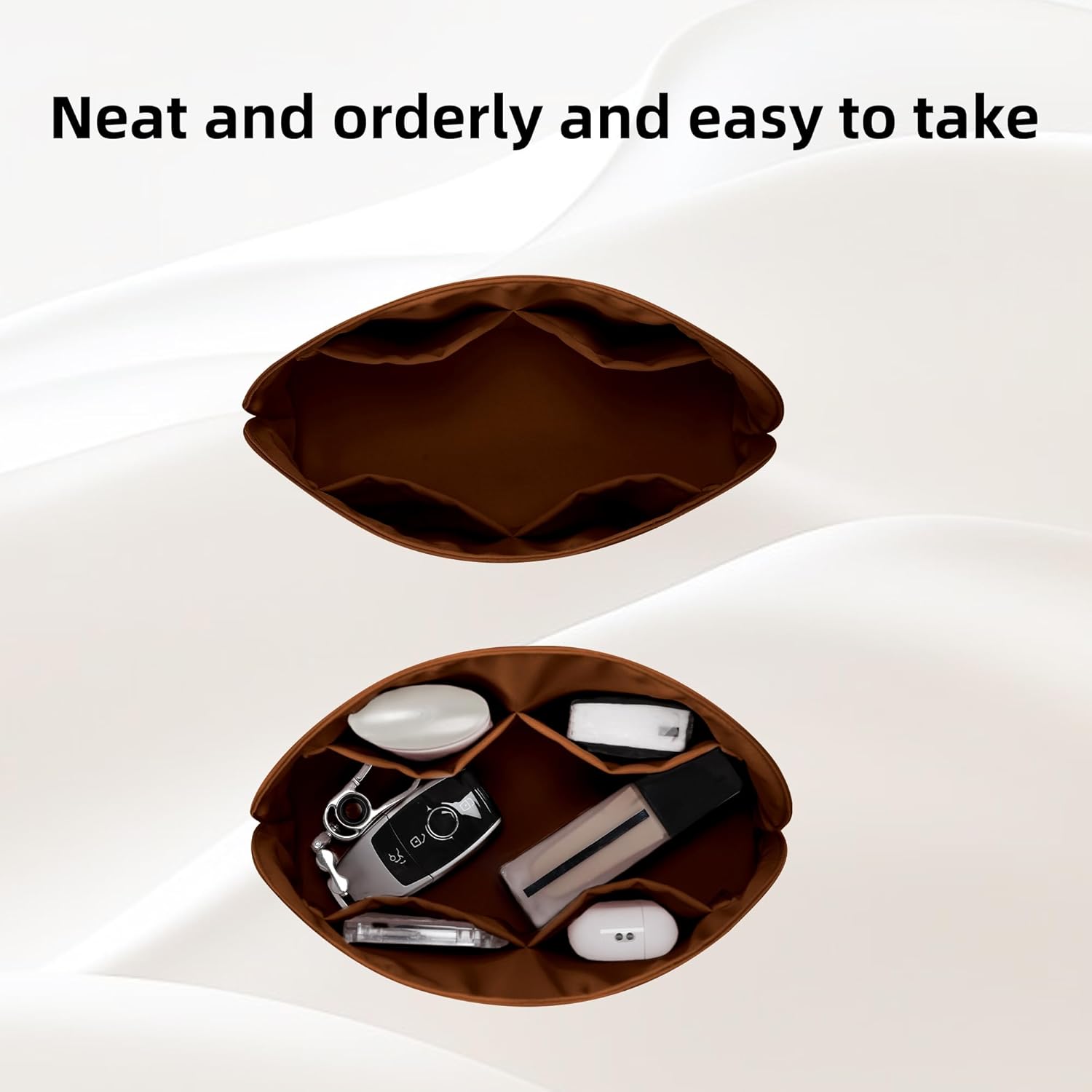 DGAZ Silk Purse Organizer Insert For LV Alma BB/PM/MM bag，Silky Smooth Bag Organizer，Luxury Handbag & Tote Shaper(Gold,MM)