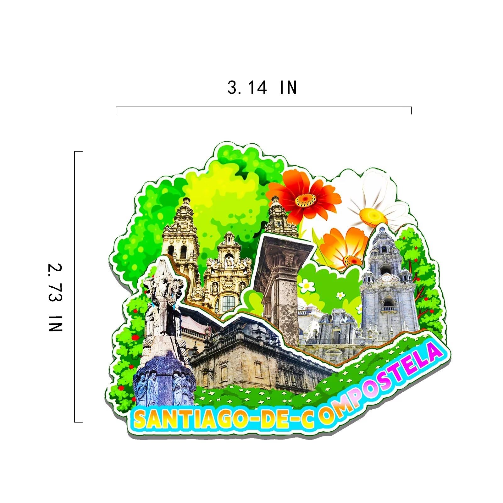 Imán 3D De Santiago De Compostela: Recuerdo De Viaje, Hecho A Mano En MDF, Decoración Para Nevera O Hogar