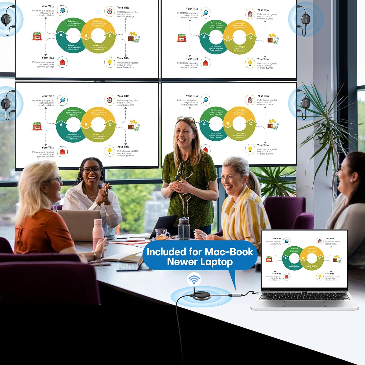 Wireless HDMI G9R Pro- One Transmitter and Four Receivers- Extender Kit, Wirelessly Simultaneous Expansion, 165FT/50M 5.8G/2.4G @60Hz, Plug and Play- Stream Video from Laptop to Multi-TVs/Monitors - Image 3