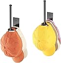 2 Pack Hat Racks for Baseball Caps, Stainless Steel Hat Organizer for Baseball Cap, Hat Holder Storage Organizer, Hat Hanger Strong Adhesive/Wall Drilled for Door, Bedroom, Closet(Black 6 in)