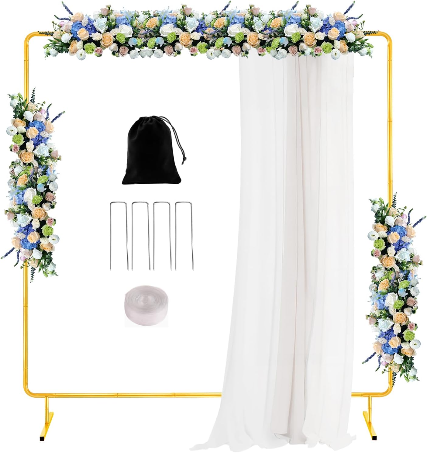 Wedding Arch Backdrop Stand 6.6x6.6 FT Square Arches for Ceremony Gold Metal Arch Stand for Bridal Shower Birthday Party Garden Floral Arbor Anniversary Event Decor Gold 6.6 FT