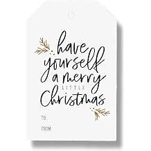 50 Pack Christmas Gift Tags with String Attached, Black and White Gift Tags for Christmas Presents, Personalized Holiday Xmas to from Gift Name Tags 3"X2"