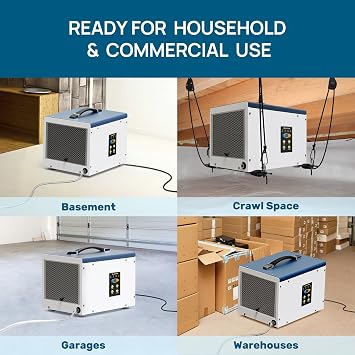 ARGENDON Crawlspace Dehumidifier with Pump, 70 Pint Commercial Dehumidifier for Basement with Drain Hose, Auto Defrost, Memory Starting, Compact, GLGR, Up to 1000 Sq Ft,