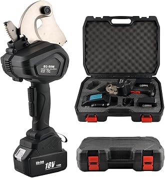 Chargeable Hydraulic Cable Ratchet Cutter,50 MM 65 MM 75 MM Cordless Hydraulic Wire Cutting Tool,with 2 Removable Battery,EC-50M