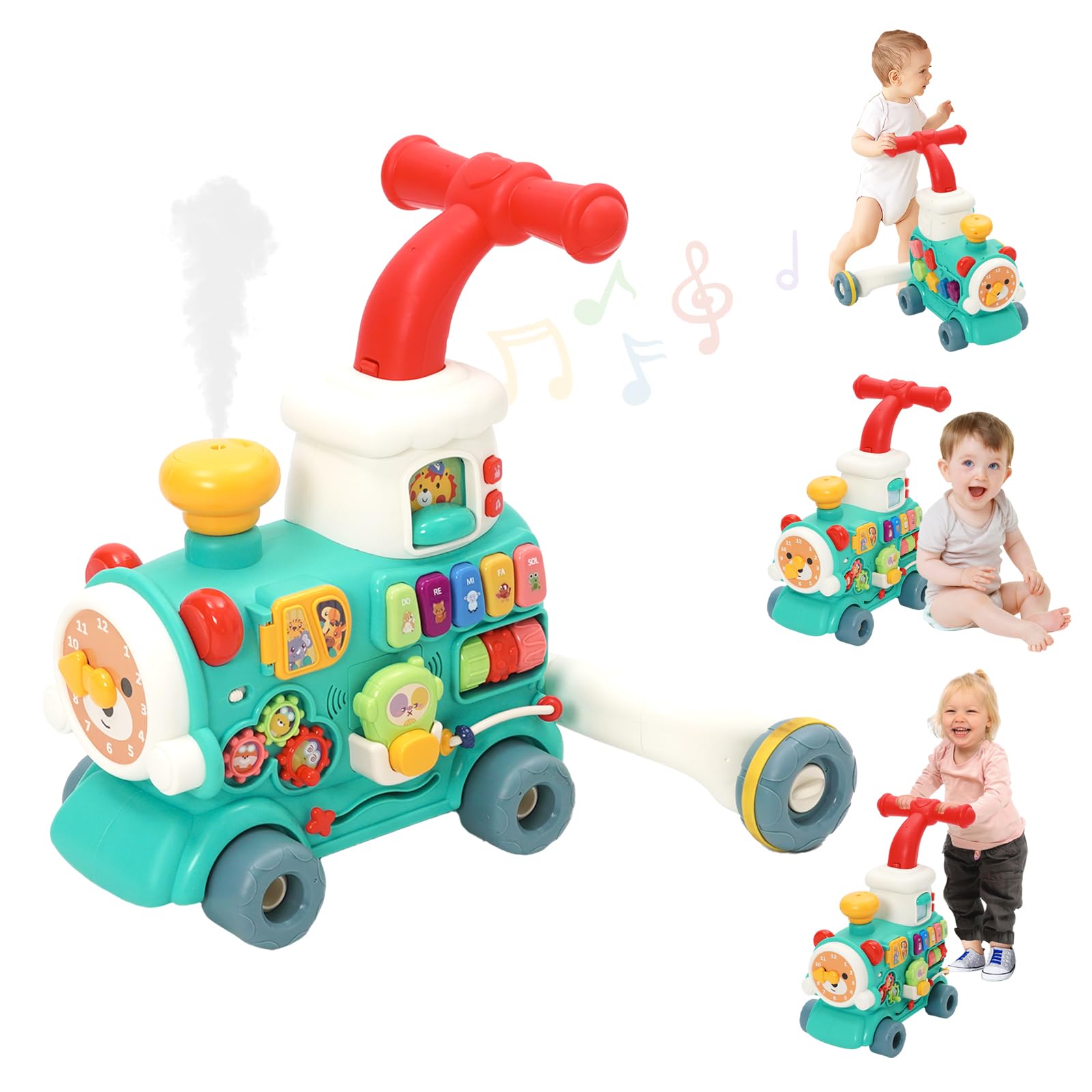 Andador Bebes 3 en 1, Correpasillos Andador Bebé con 10+ Juego Educativos, Música & Luces, Efecto de Niebla, Velocidad Ajustable, Centro de Actividades Educativas, Regalo para Niños Pequeños 6+ Meses