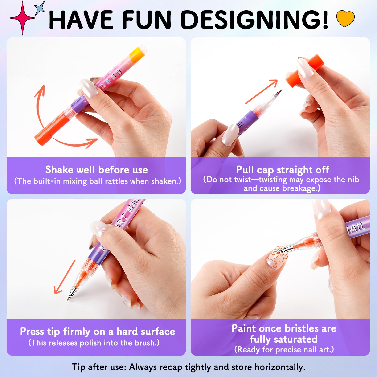 Set de 12 Bolígrafos para Uñas Nail Art, Nails Art Marker de Punta Fina 0,5 mm para Uñas Naturales y Uñas de Gel, Bolígrafo 3D de Esmalte de Secado Rápido para Liner, Dotting y Graffiti
